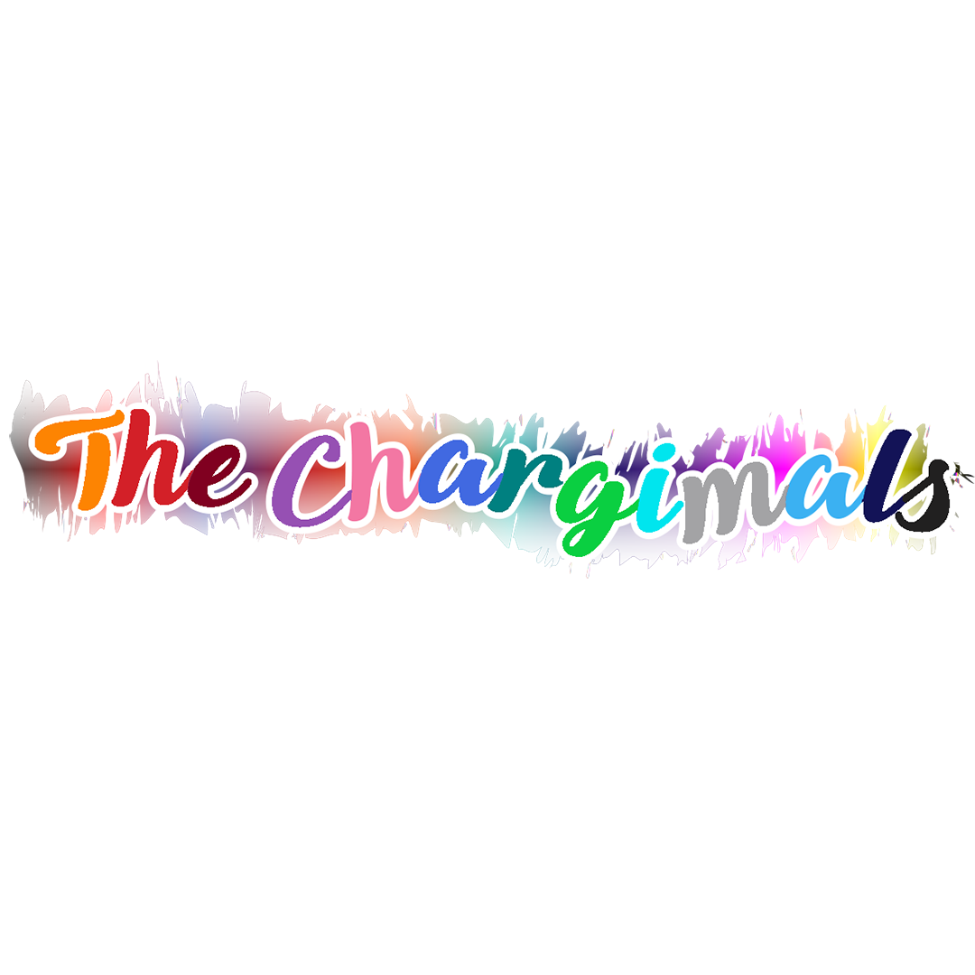 The Chargimals logo in a rainbow handwritten font