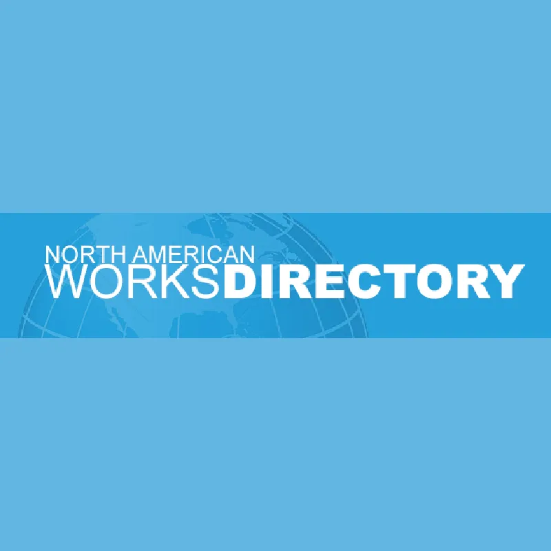 Against a blue background featuring a globe, white text reads, North American Works Directory