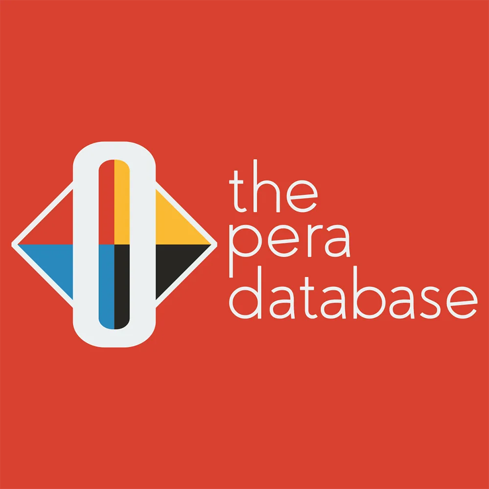 The Opera Database logo features white text on a red background, and a large white O over a diamond shape with red, yellow, turquoise and black quadrants.